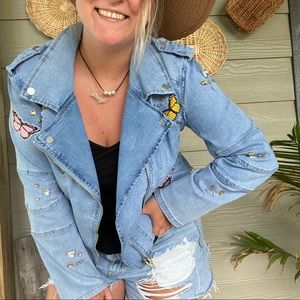 Cristina butterfly sequin denim jacket